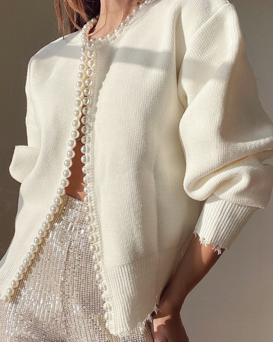 Strickjacke mit Perlendetails