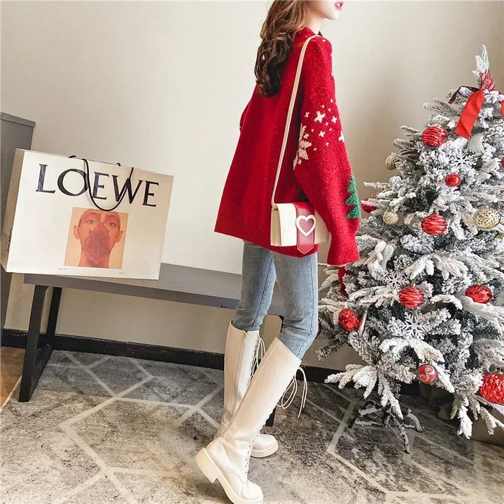Frauen Oversized Weihnachtsstrickpullover