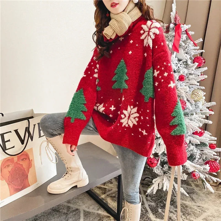 Frauen Oversized Weihnachtsstrickpullover