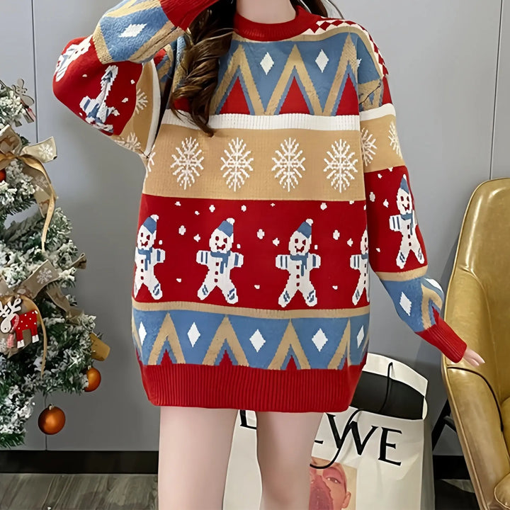 Damen Einheitsgröße Oversized Weihnachts-Pullover