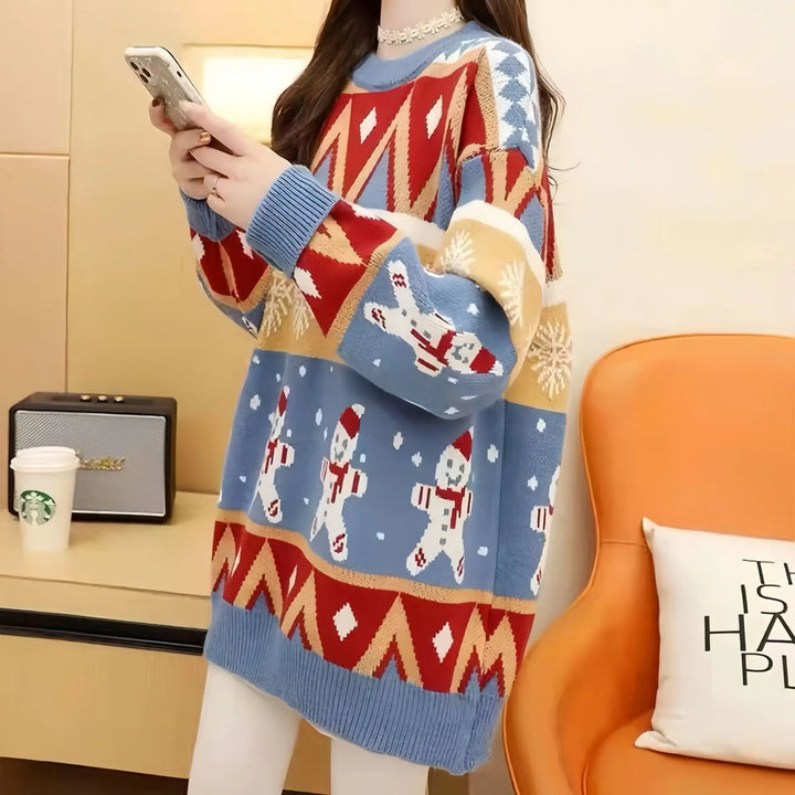 Damen Einheitsgröße Oversized Weihnachts-Pullover