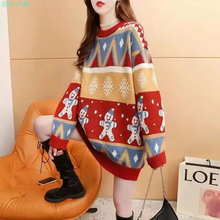 Damen Einheitsgröße Oversized Weihnachts-Pullover