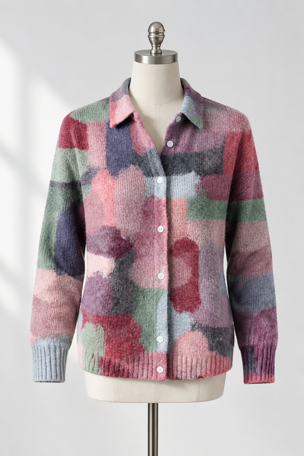 Rosé-Mosaik Damenstrickjacke