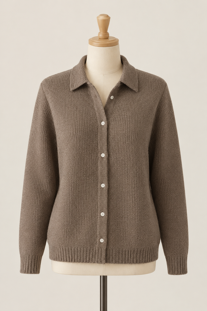 Taupe Eleganz Damenstrickjacke