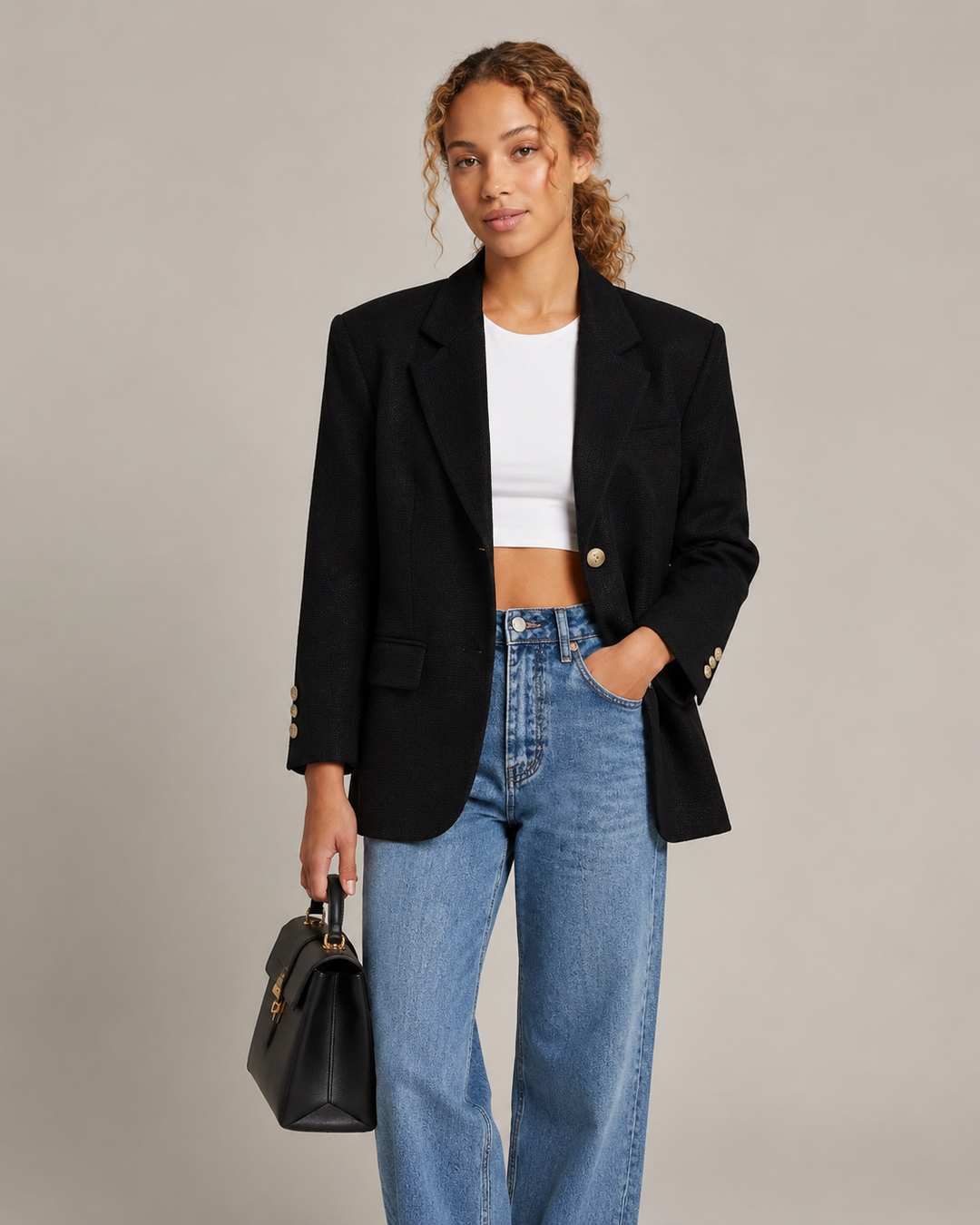 Elegante Farbblock-Anzugjacke