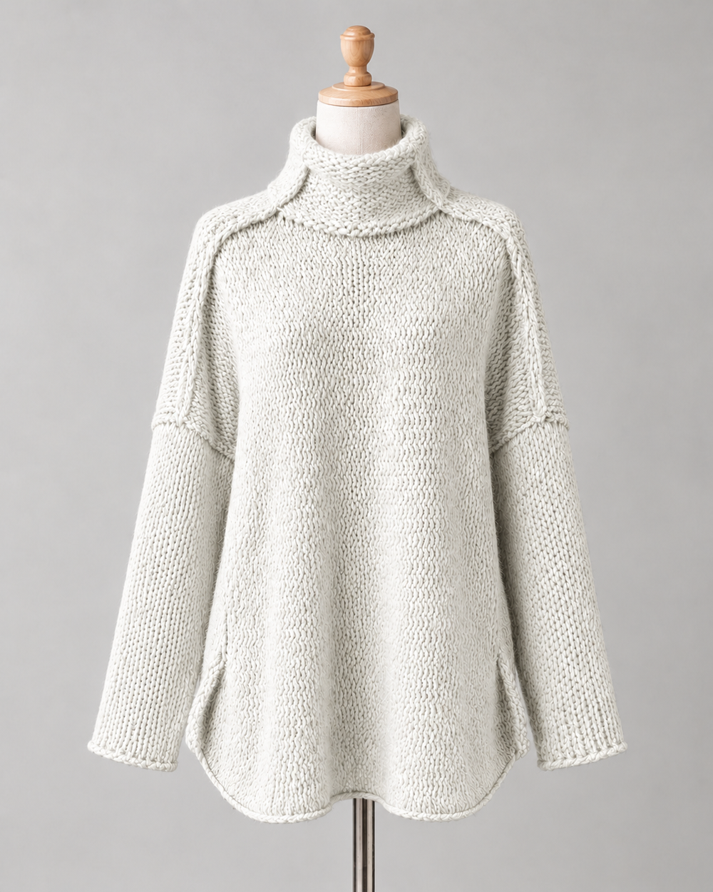 Gemütlicher langer Damenstrickpullover | Weiß