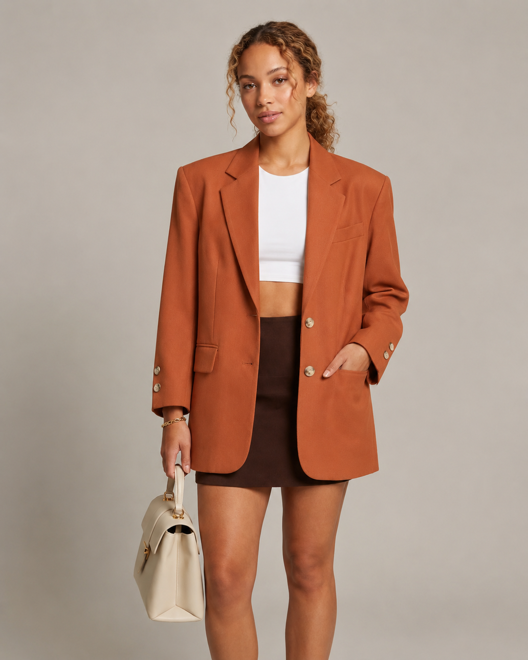 Elegante Farbblock-Anzugjacke