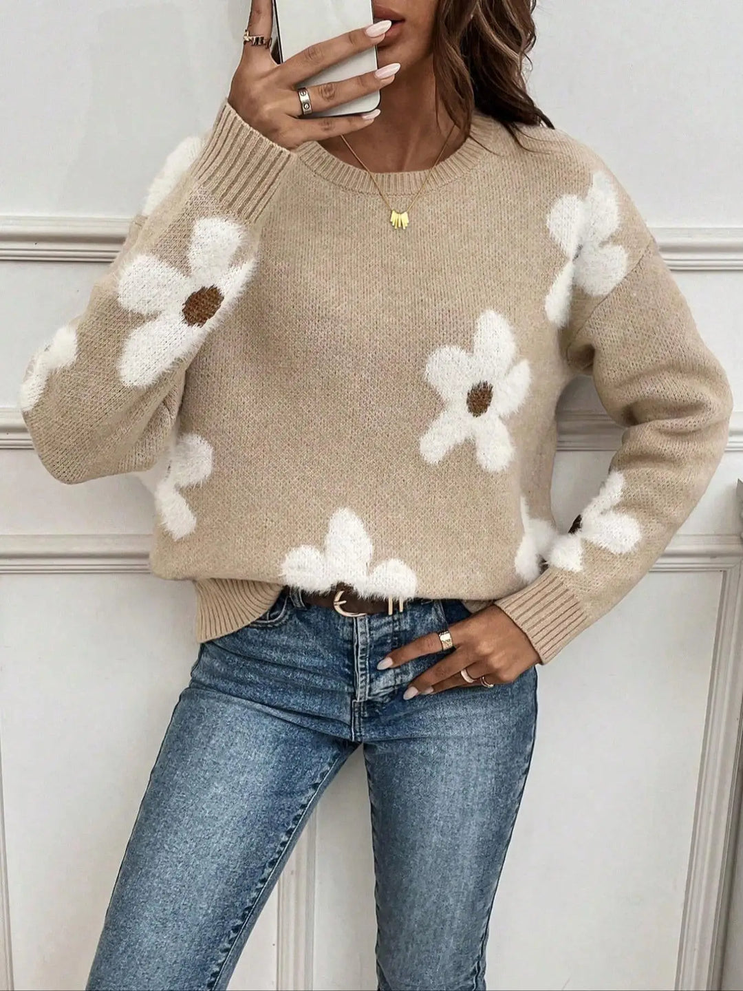 Frauen Rundhals Strickpullover