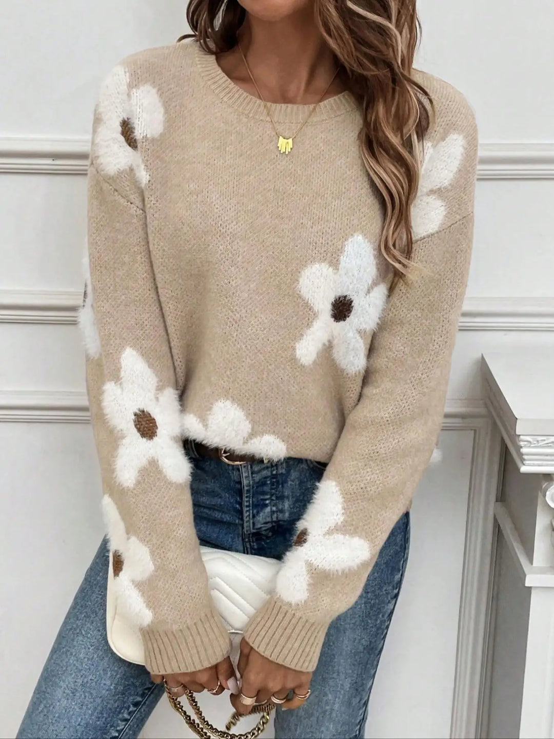 Frauen Rundhals Strickpullover