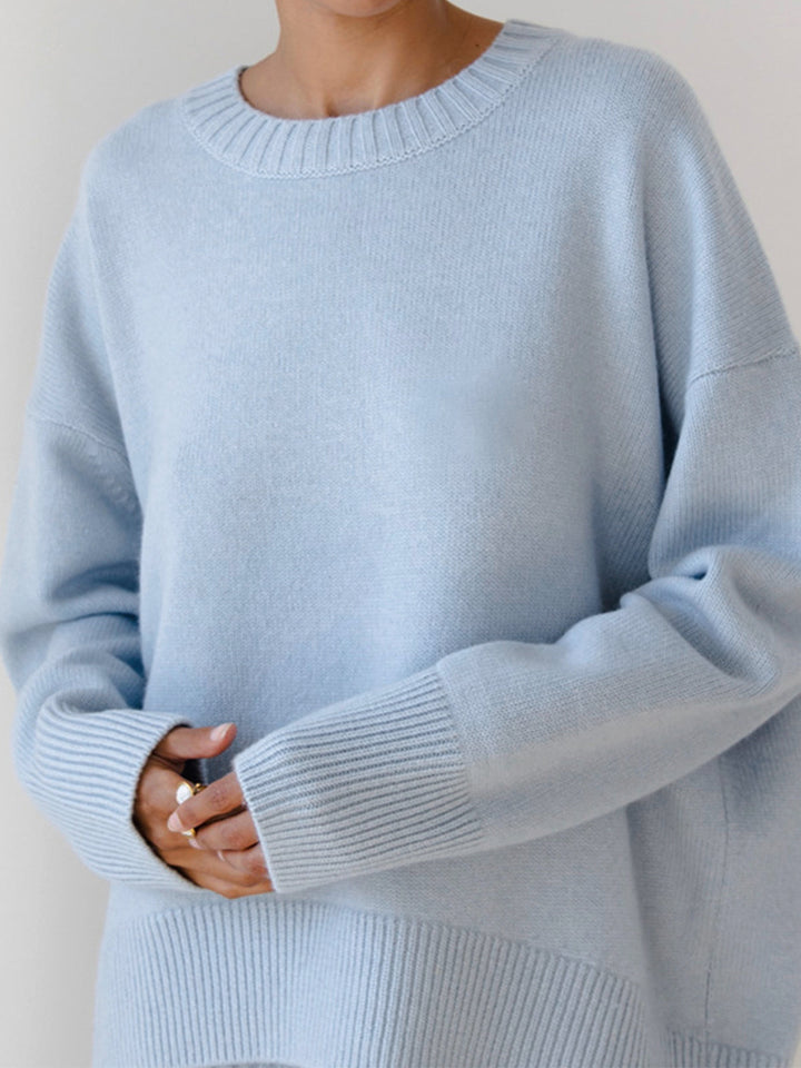 Übergroßer Rundhals-Strickpullover