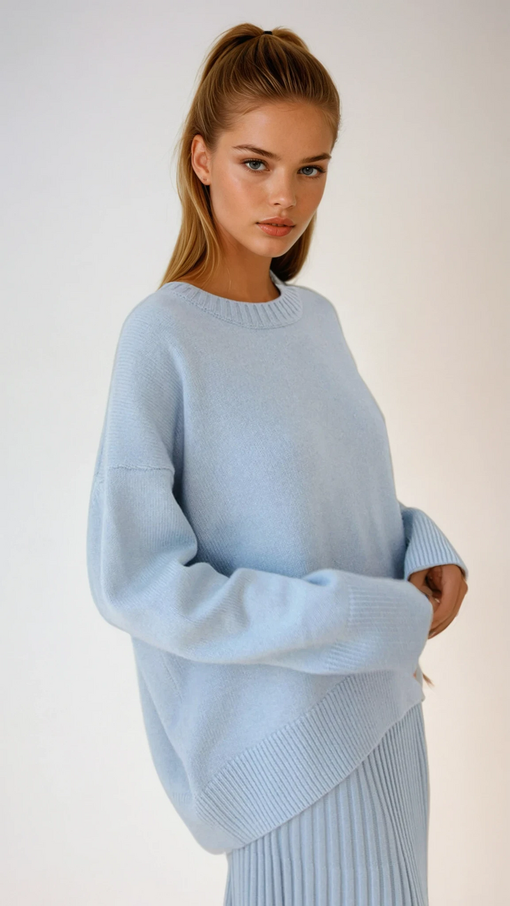 Übergroßer Rundhals-Strickpullover