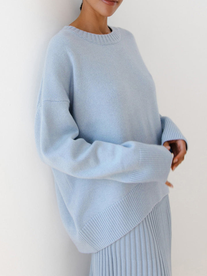 Übergroßer Rundhals-Strickpullover