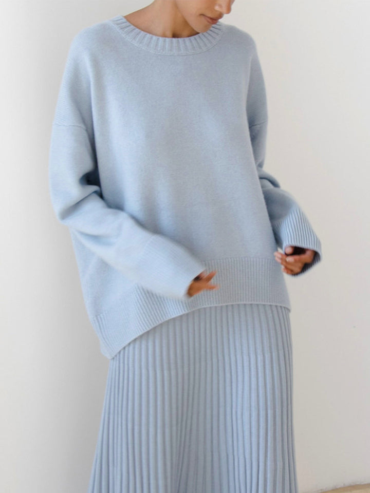 Übergroßer Rundhals-Strickpullover