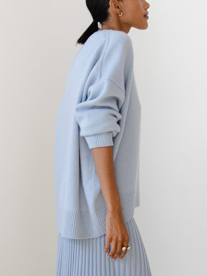 Übergroßer Rundhals-Strickpullover