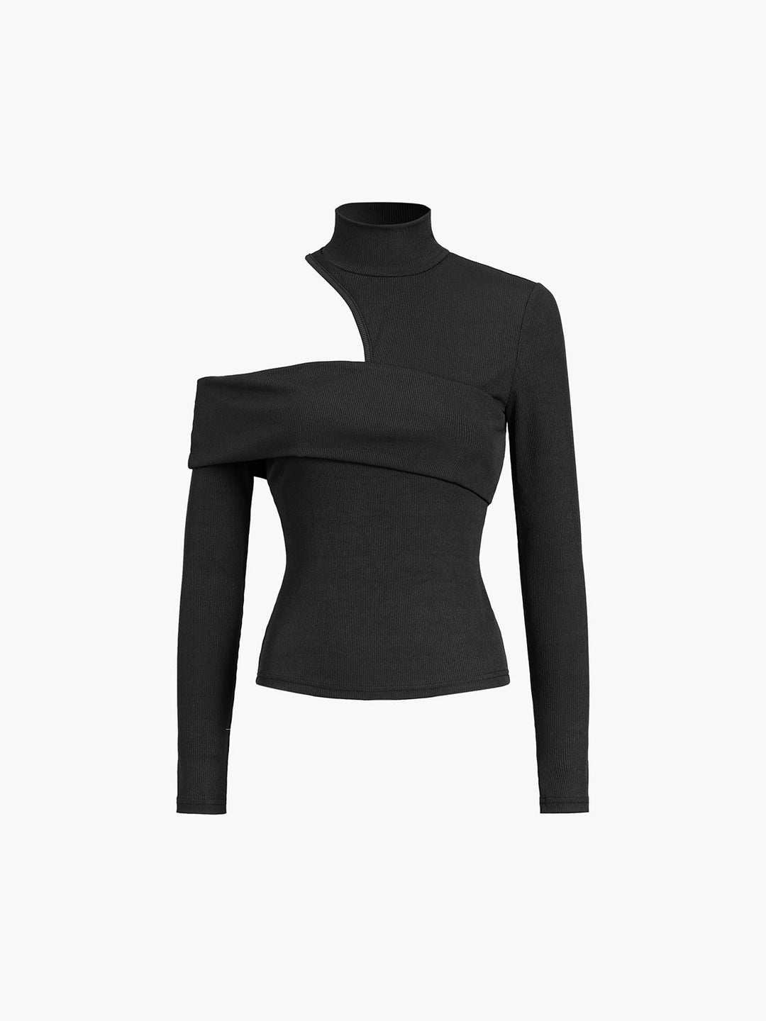 Kaia Asymmetrisches Top mit Hohem Kragen und Cut-Out-Details