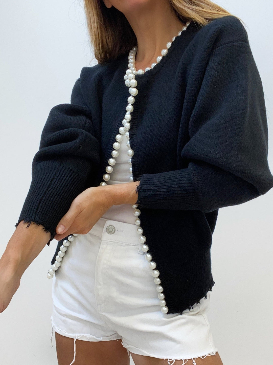 Perlenverzierter Cardigan
