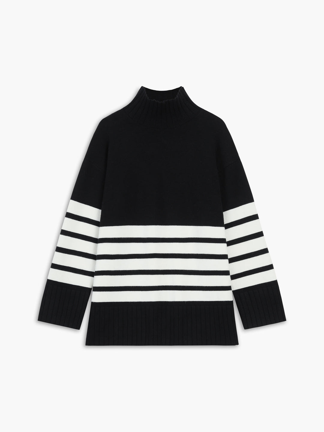 Gestreifter Stehkragen Pullover