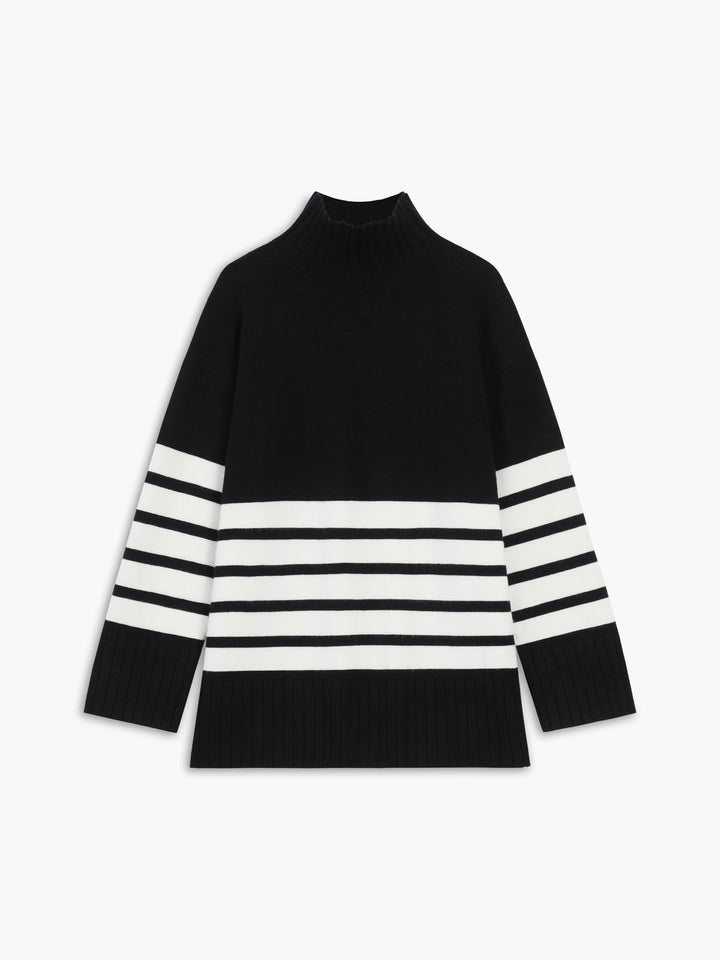 Gestreifter Stehkragen Pullover