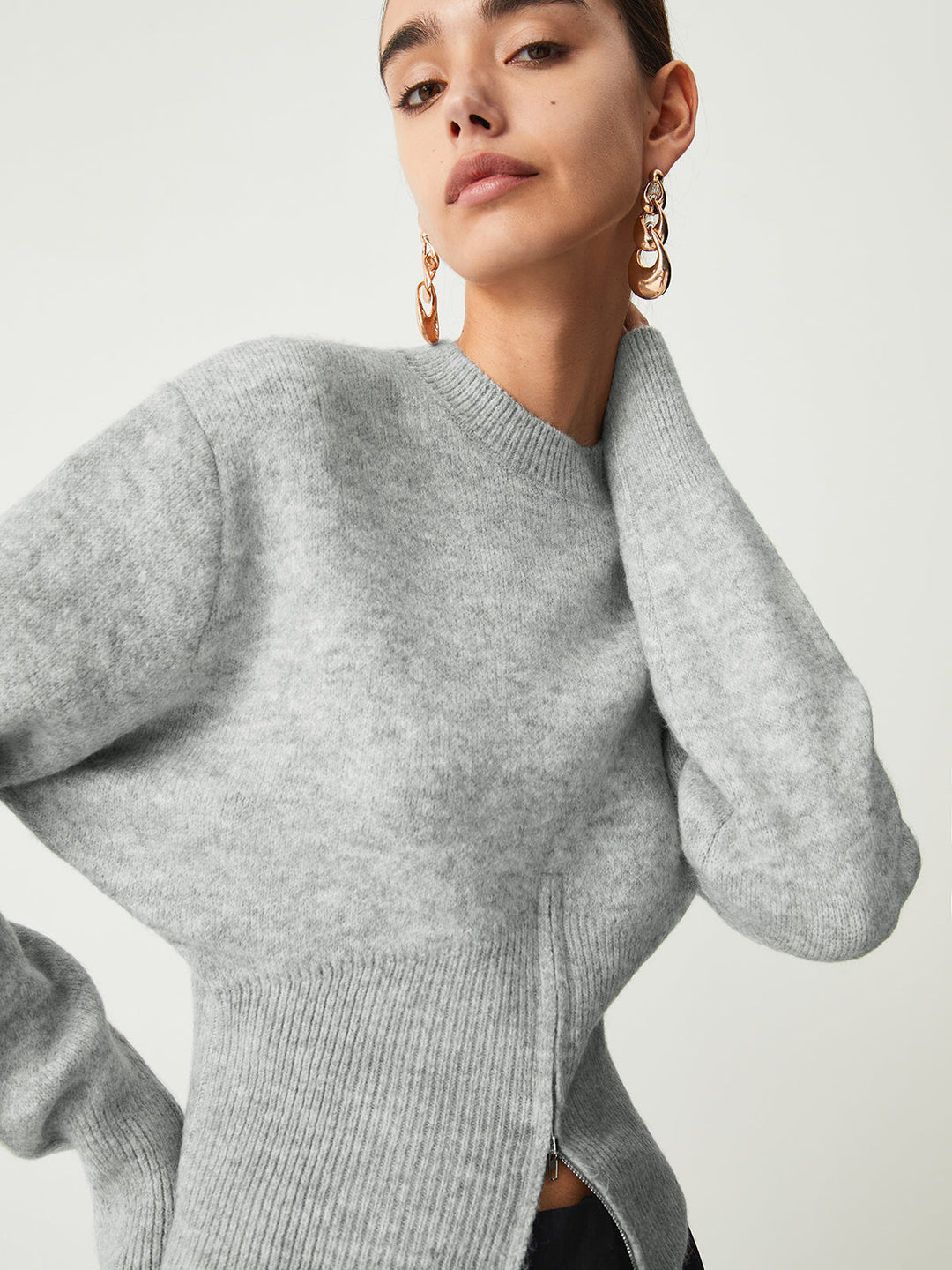 Halbzipper Strickpullover für Damen