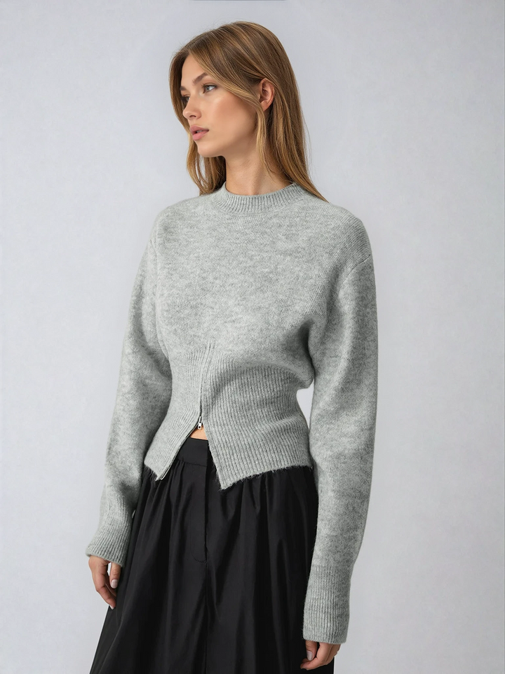 Halbzipper Strickpullover für Damen