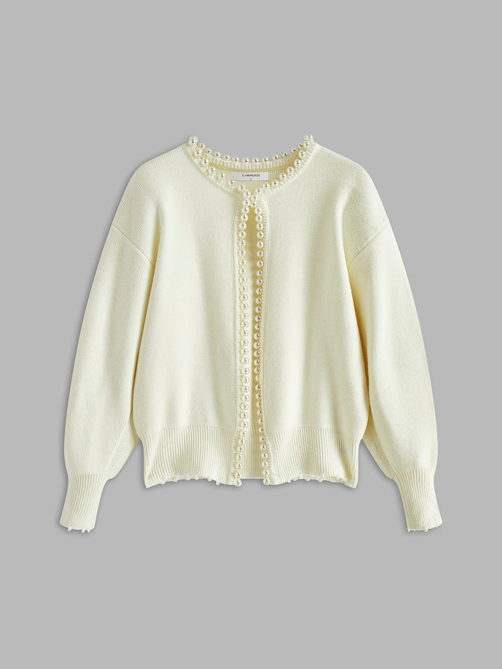 Perlenverzierter Cardigan