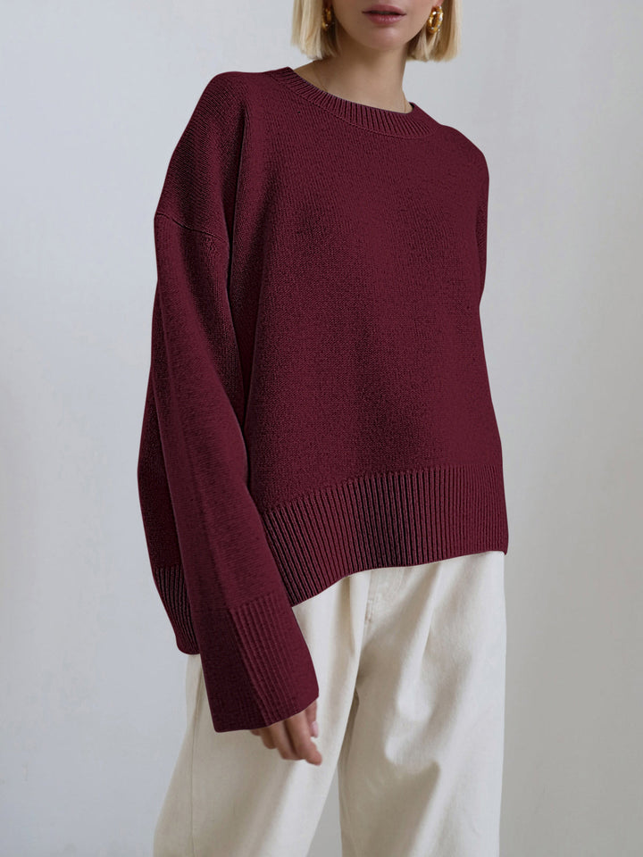 Übergroßer Rundhals-Strickpullover