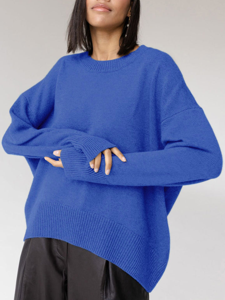 Übergroßer Rundhals-Strickpullover