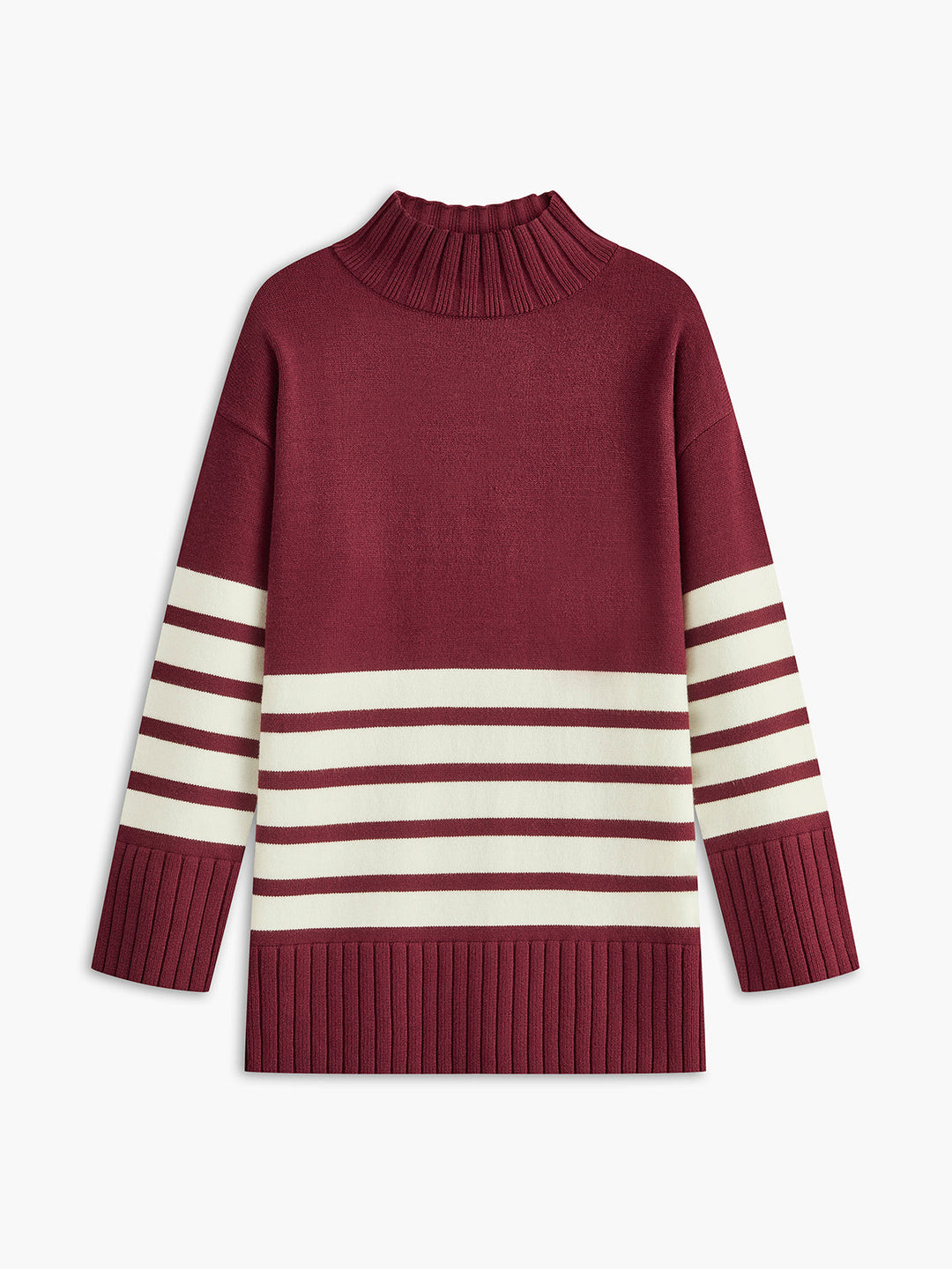 Gestreifter Stehkragen Pullover