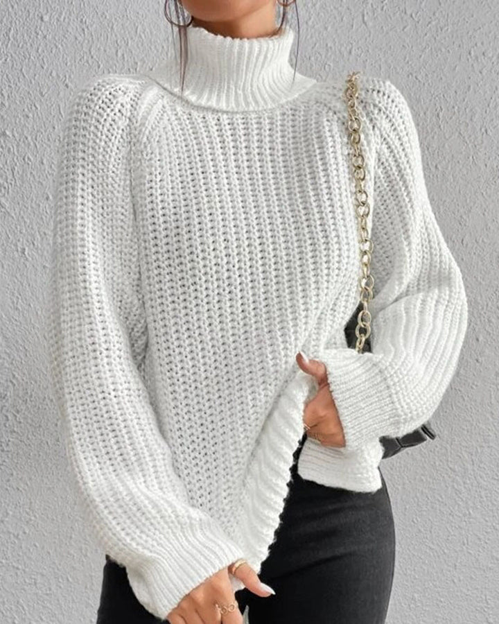 Eleganter gerippter Rollkragenpullover für Damen
