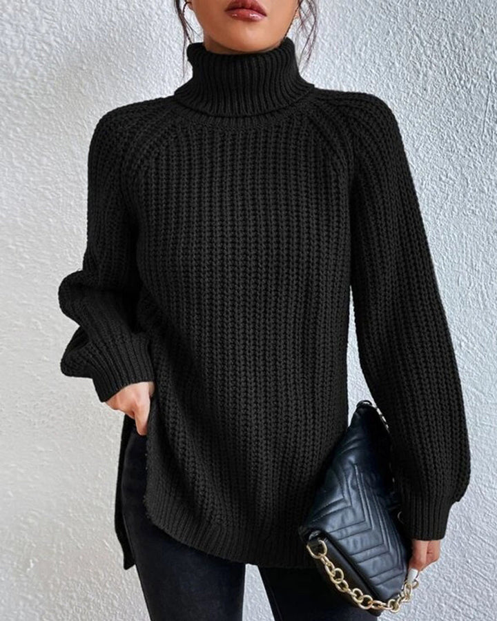 Eleganter gerippter Rollkragenpullover für Damen