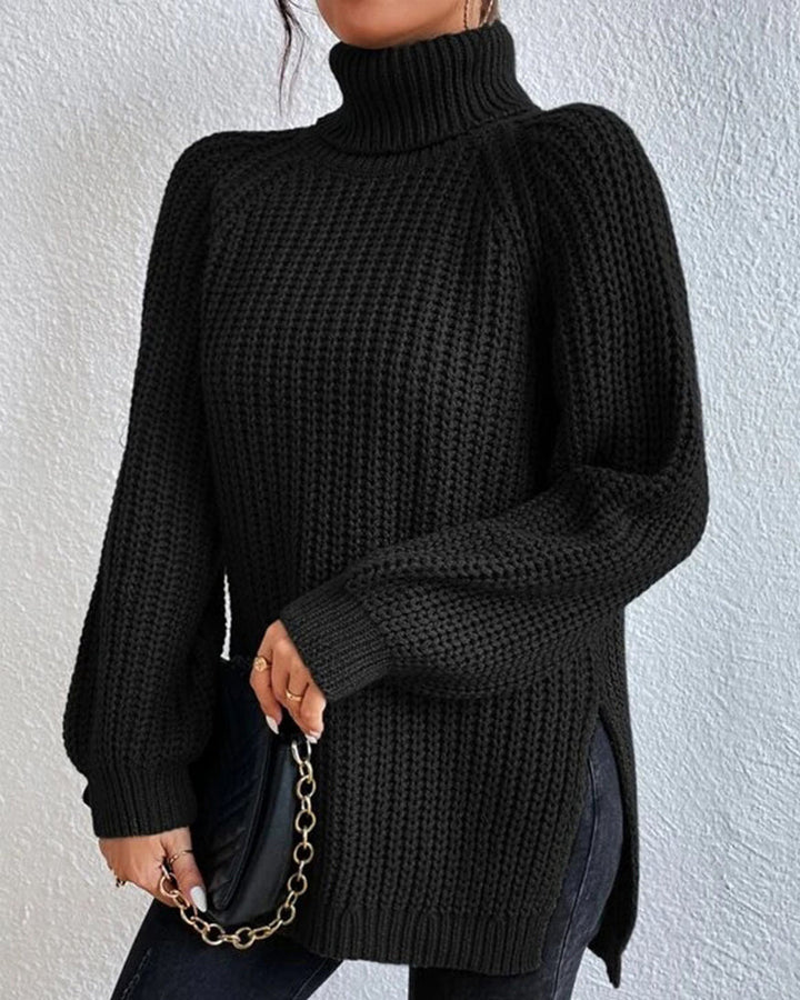 Eleganter gerippter Rollkragenpullover für Damen