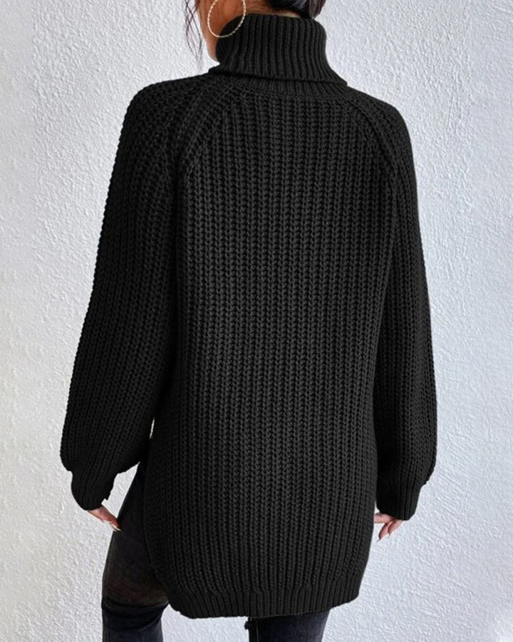 Eleganter gerippter Rollkragenpullover für Damen
