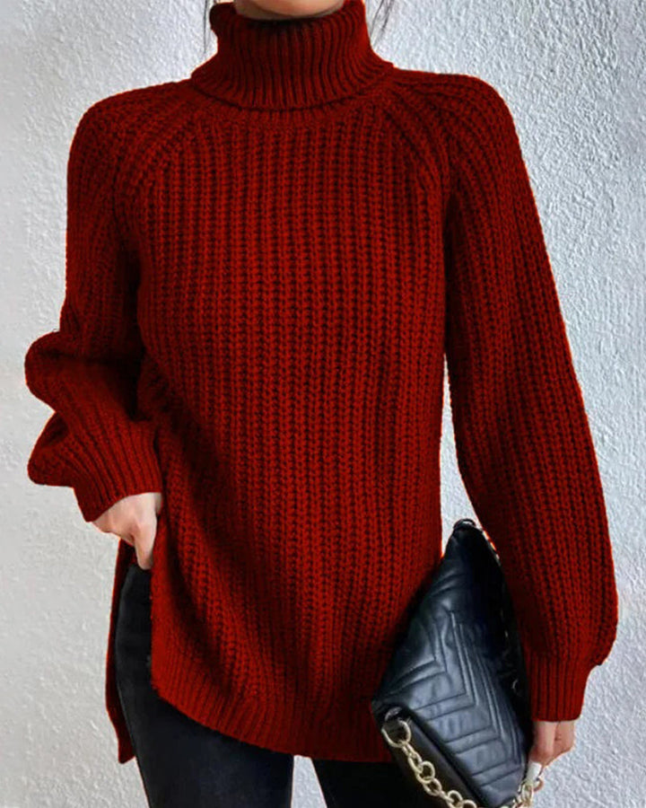Eleganter gerippter Rollkragenpullover für Damen
