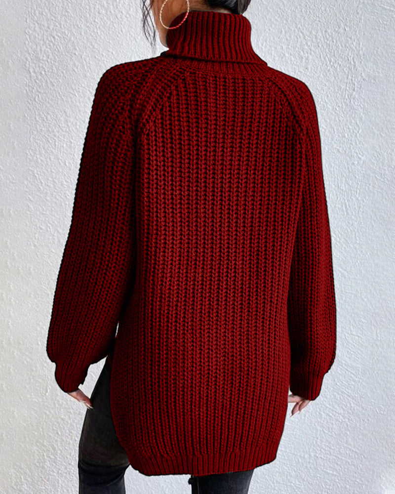 Eleganter gerippter Rollkragenpullover für Damen