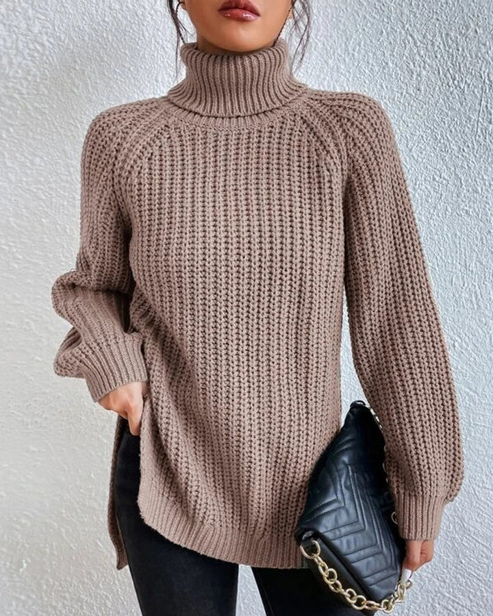 Eleganter gerippter Rollkragenpullover für Damen