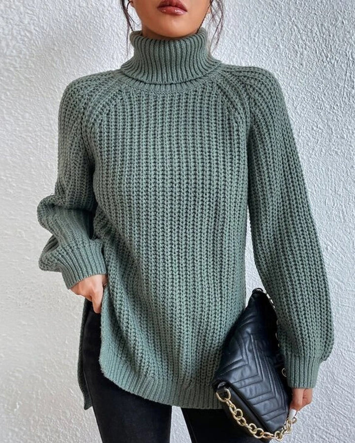 Eleganter gerippter Rollkragenpullover für Damen