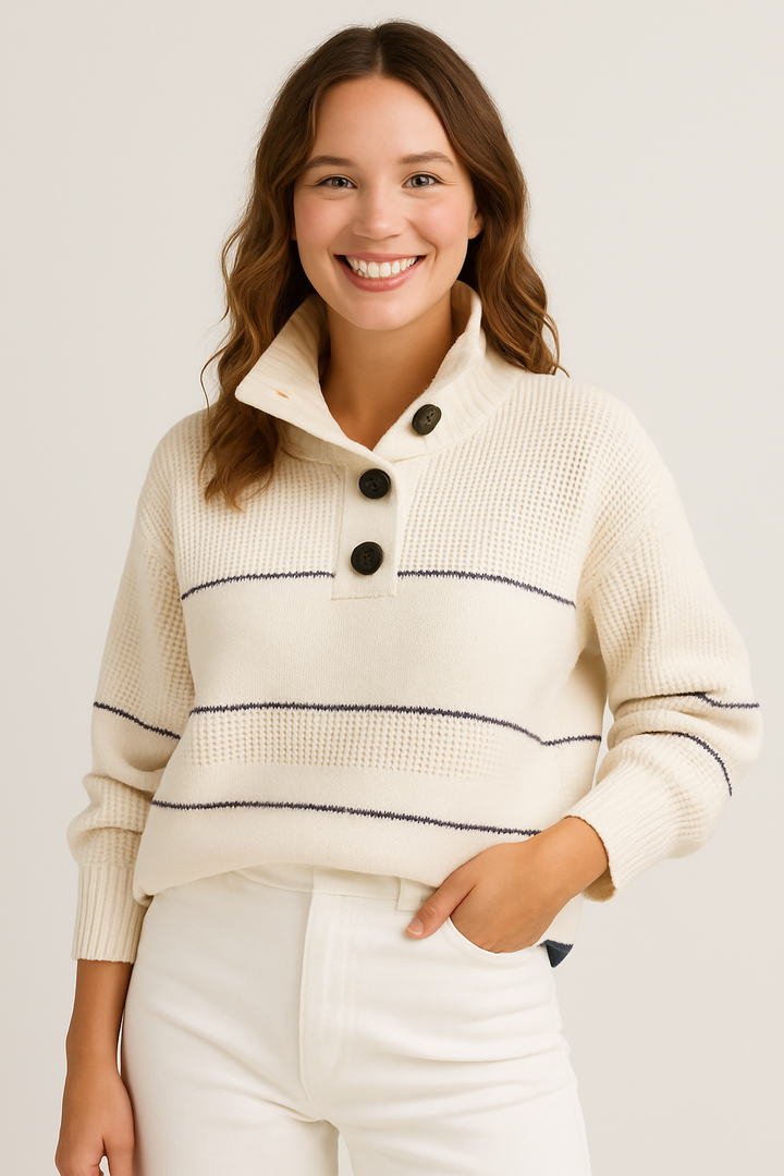 Pullover mit Knopfkragen aus Strick
