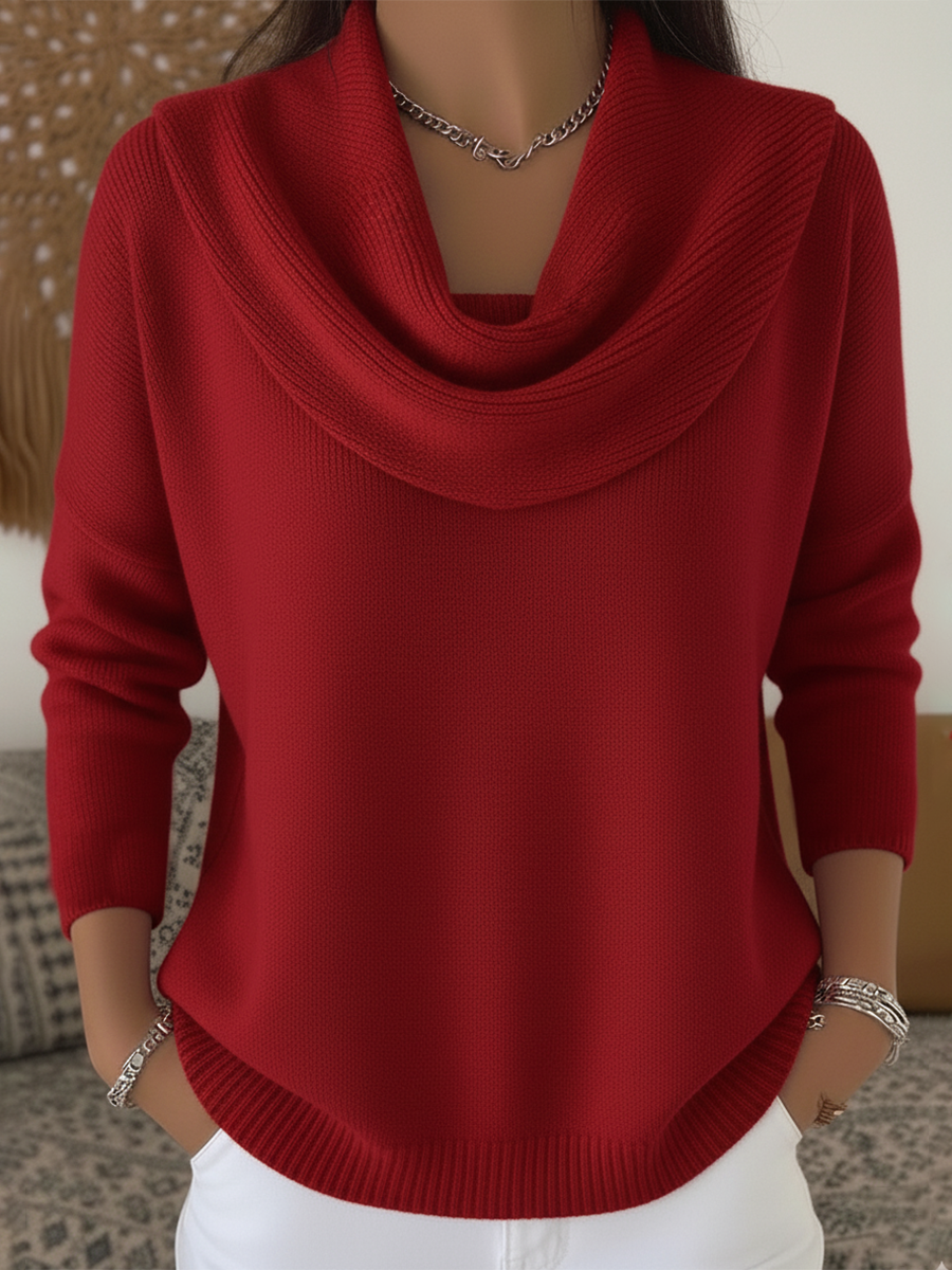 Bequemer Cowl-Neck Strickpullover für Damen