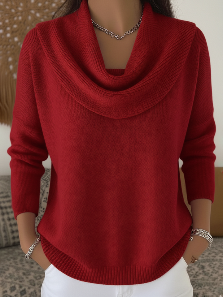 Bequemer Cowl-Neck Strickpullover für Damen