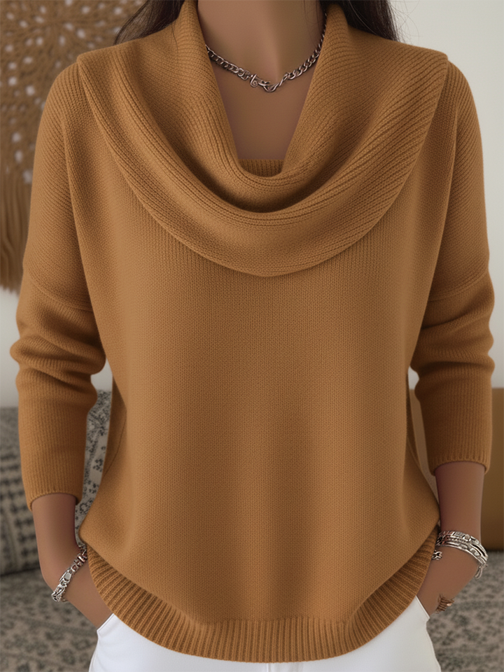 Bequemer Cowl-Neck Strickpullover für Damen