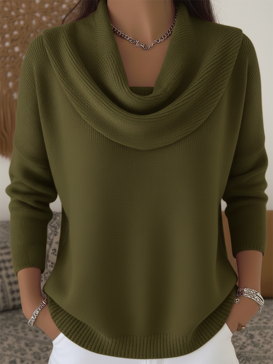 Bequemer Cowl-Neck Strickpullover für Damen