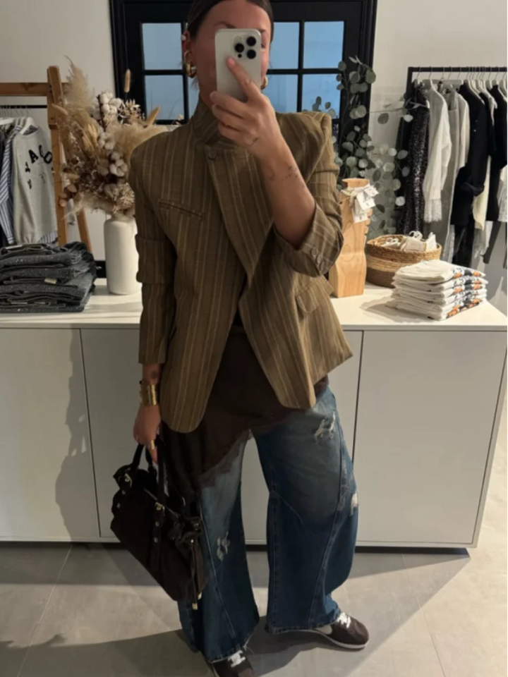 Gestreifter Blazer mit lockerem Schnitt