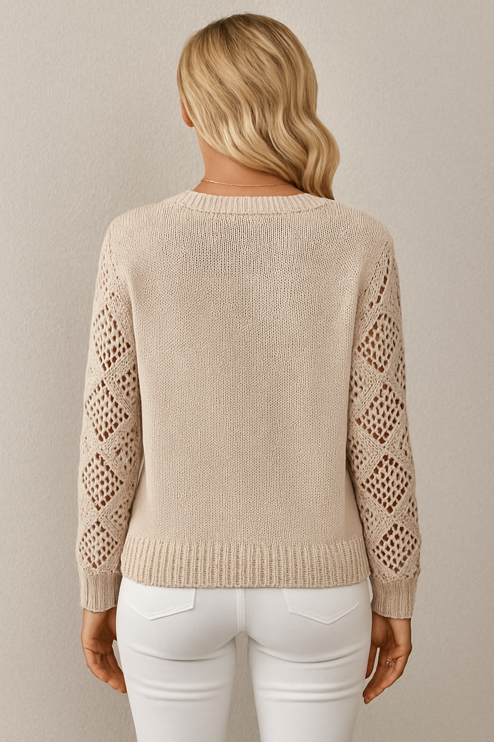 Strickpullover mit Häkelärmeln
