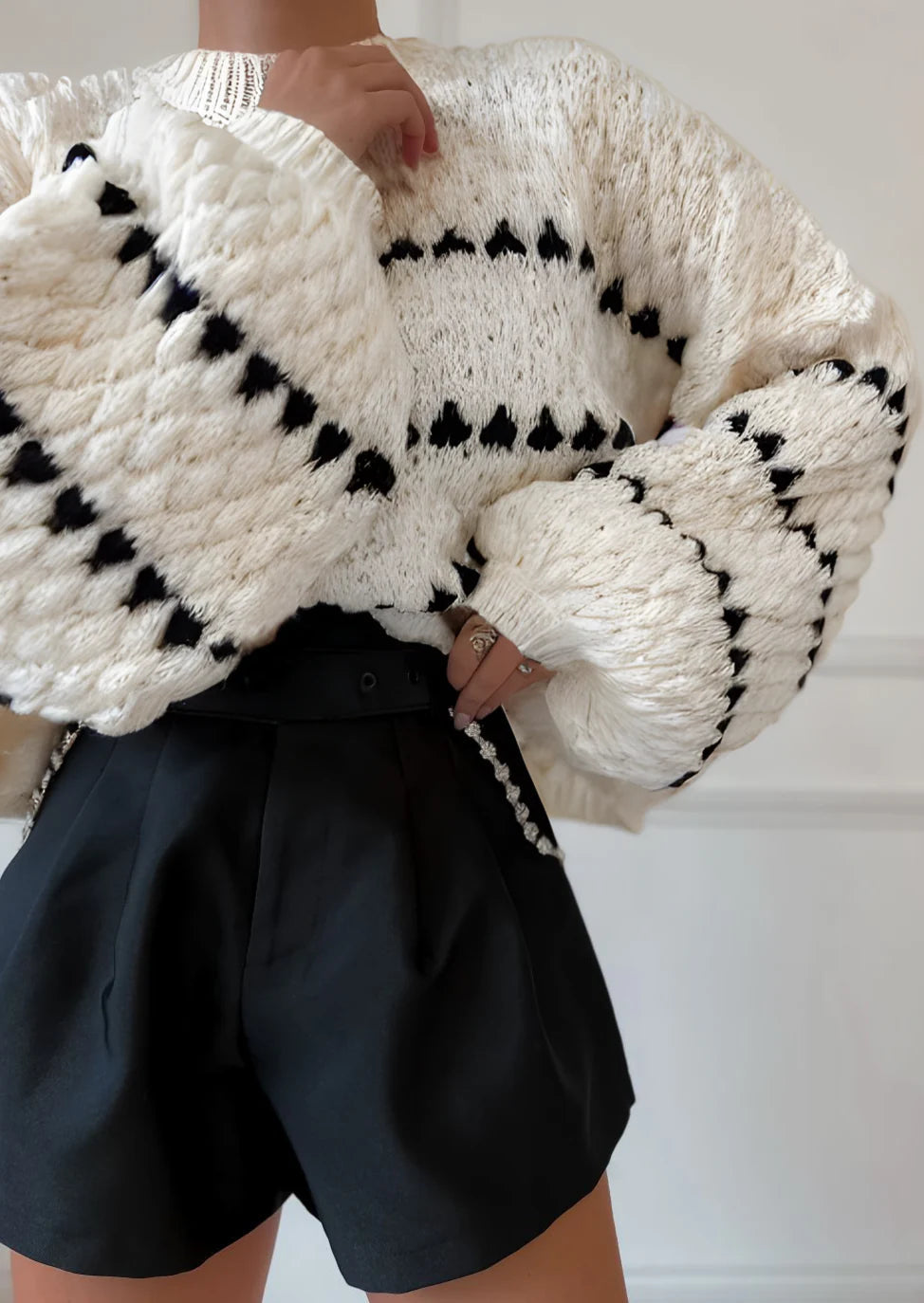 Lucy Strukturierter Strickpullover für Damen