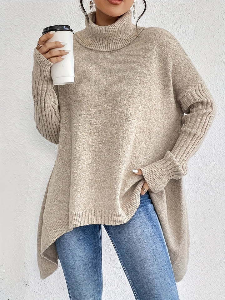 Bequemer Übergroßer Cashmere-Rollkragenpullover für Damen