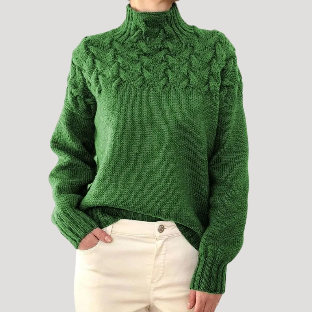 Pullover mit hohem Kragen aus Kabelstrick für Damen – Frühlingslook