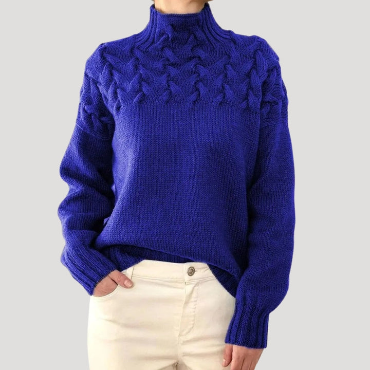 Pullover mit hohem Kragen aus Kabelstrick für Damen – Frühlingslook