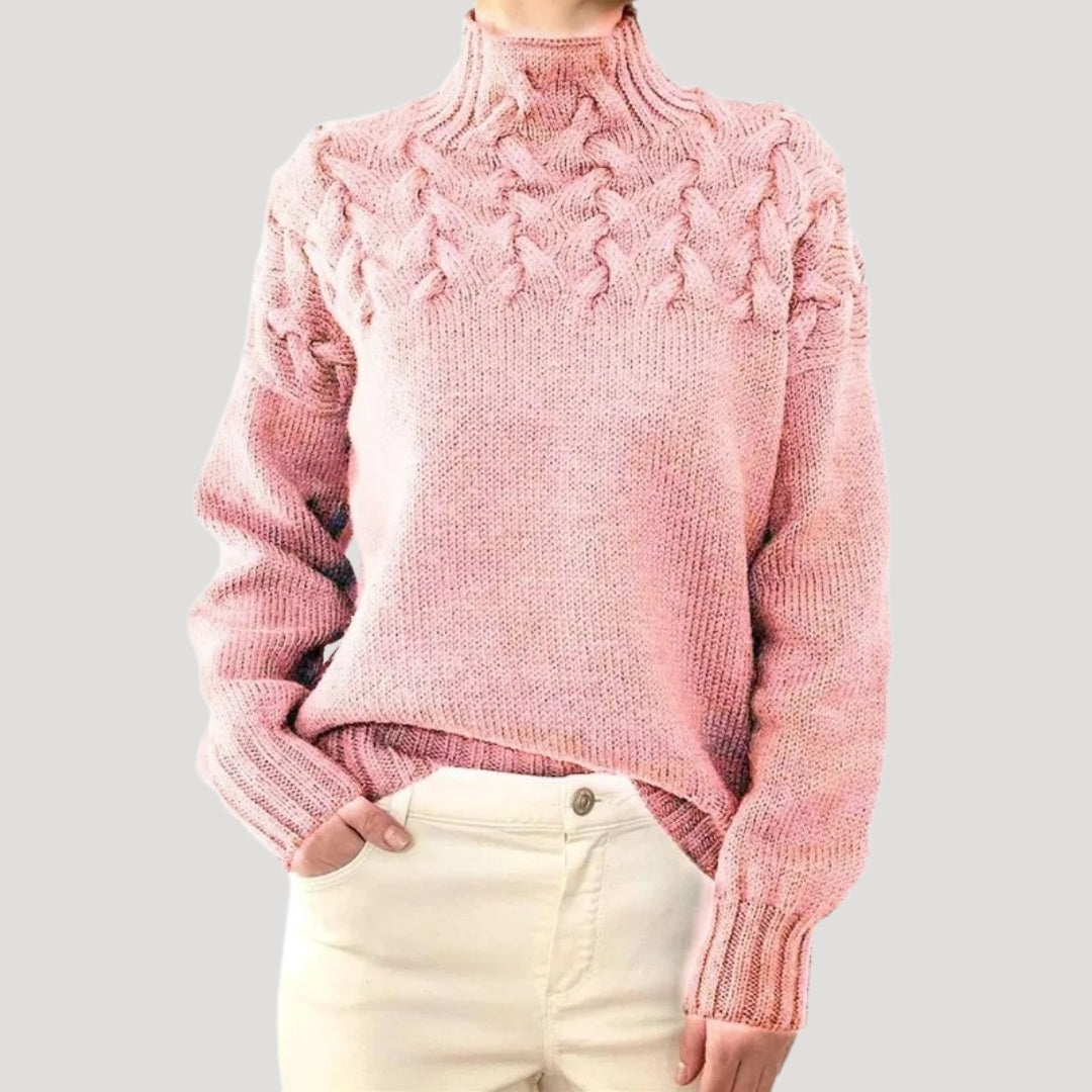 Pullover mit hohem Kragen aus Kabelstrick für Damen – Frühlingslook