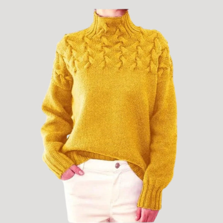 Pullover mit hohem Kragen aus Kabelstrick für Damen – Frühlingslook