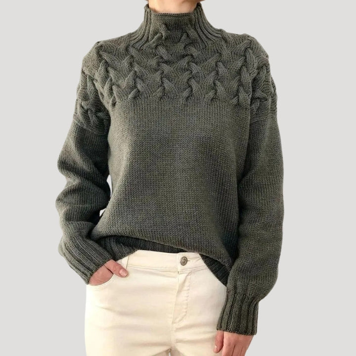 Pullover mit hohem Kragen aus Kabelstrick für Damen – Frühlingslook